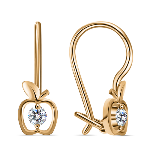 Серебряные cерьги классические с позолотой с фианитом