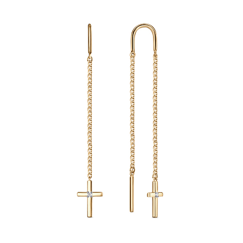 Серебряные cерьги классические с позолотой с фианитом