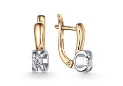 Серебряные cерьги с позолотой с фианитом