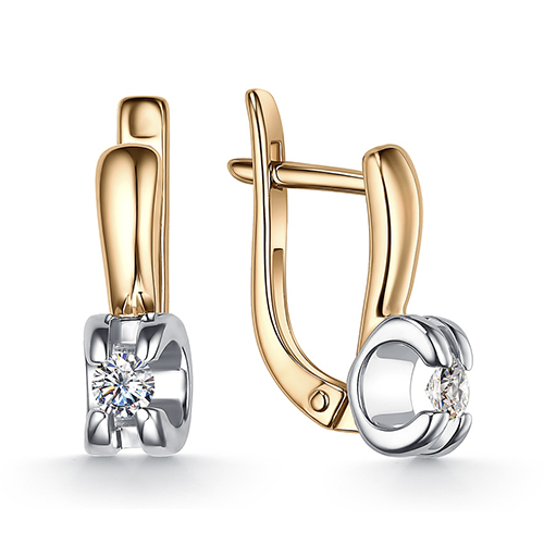 Серебряные cерьги с позолотой с фианитом