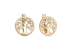 Серебряные cерьги классические с позолотой с фианитом