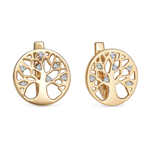 Серебряные cерьги классические с позолотой с фианитом