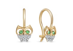 Серебряные cерьги классические с позолотой с фианитом