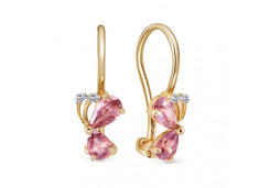 Серебряные cерьги классические с позолотой с фианитом