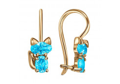 Серебряные cерьги классические с позолотой с фианитом