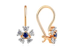 Серебряные cерьги классические с позолотой с фианитом