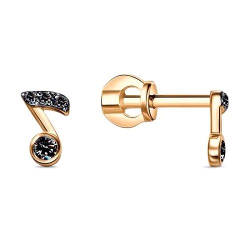 Серебряные cерьги пусеты (гвоздики) с позолотой с фианитом