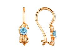 Серебряные cерьги классические с позолотой с фианитом