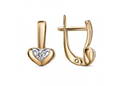 Серебряные cерьги классические с позолотой с фианитом