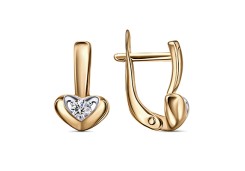 Серебряные cерьги классические с позолотой с фианитом