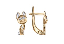 Серебряные cерьги классические с позолотой с фианитом