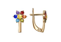 Серебряные cерьги классические с позолотой с фианитом