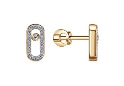 Серебряные cерьги пусеты (гвоздики) с фианитом