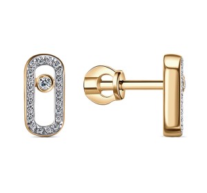 Серебряные cерьги пусеты (гвоздики) с фианитом