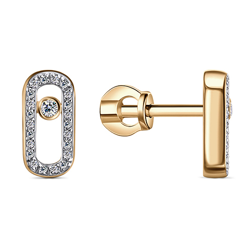 Серебряные cерьги пусеты (гвоздики) с фианитом