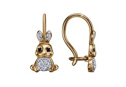 Серебряные cерьги классические с позолотой с фианитом