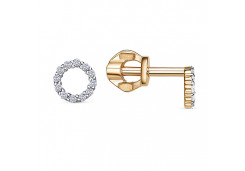 Серебряные cерьги пусеты (гвоздики) с позолотой с фианитом