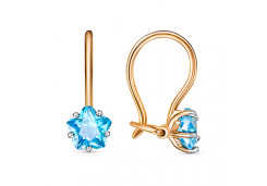 Серебряные cерьги классические с позолотой с фианитом