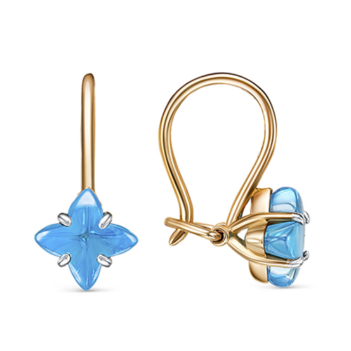 Серебряные cерьги классические с позолотой с фианитом