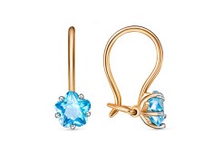 Серебряные cерьги классические с позолотой с фианитом