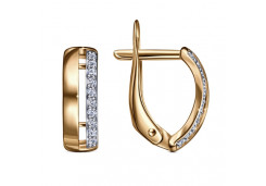 Серебряные cерьги с позолотой с фианитом