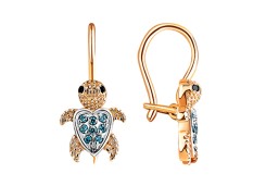 Серебряные cерьги классические с позолотой с фианитом