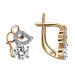 Серебряные cерьги классические с позолотой с фианитом