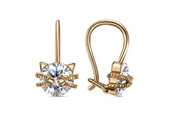 Серебряные cерьги классические с позолотой с фианитом