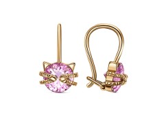 Серебряные cерьги классические с позолотой с фианитом