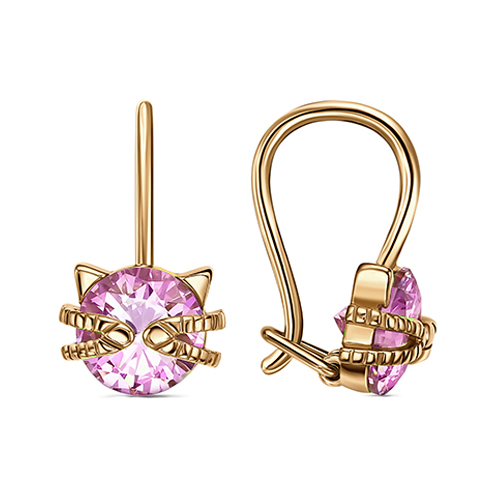 Серебряные cерьги классические с позолотой с фианитом