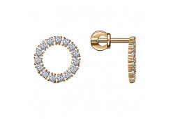 Серебряные cерьги пусеты (гвоздики) с позолотой с фианитом