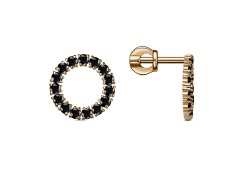 Серебряные cерьги пусеты (гвоздики) с позолотой с фианитом