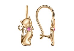 Серебряные cерьги классические с позолотой с фианитом