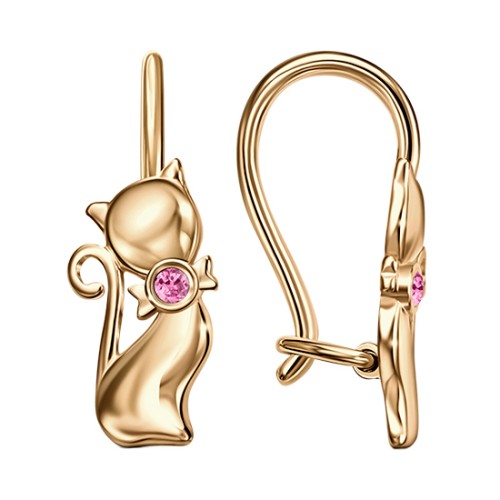 Серебряные cерьги классические с позолотой с фианитом