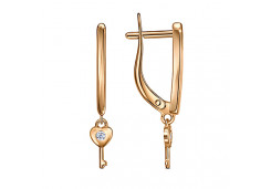 Серебряные cерьги висячие с позолотой с фианитом