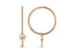 Серебряные cерьги конго с позолотой с фианитом