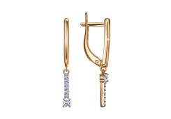 Серебряные cерьги висячие с фианитом