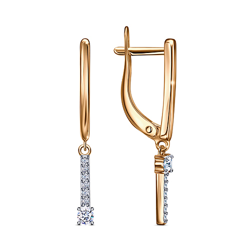 Серебряные cерьги висячие с фианитом