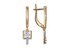 Серебряные cерьги висячие с фианитом
