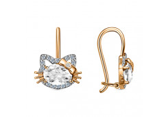 Серебряные cерьги классические с позолотой с фианитом