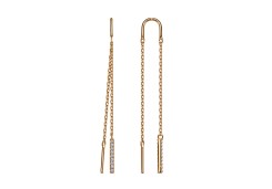 Серебряные cерьги классические с позолотой с фианитом