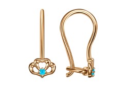 Серебряные cерьги классические с позолотой с фианитом