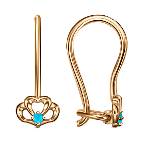 Серебряные cерьги классические с позолотой с фианитом