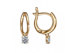 Серебряные cерьги висячие с позолотой с фианитом