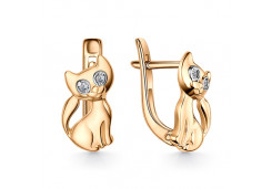 Серебряные cерьги классические с позолотой с фианитом
