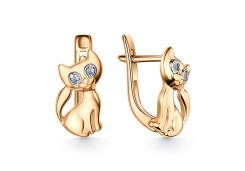 Серебряные cерьги классические с позолотой с фианитом