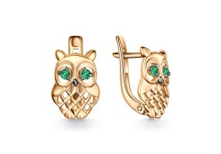 Серебряные cерьги классические с позолотой с фианитом