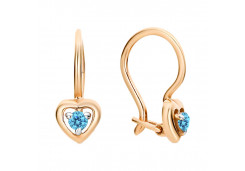 Серебряные cерьги классические с позолотой с фианитом