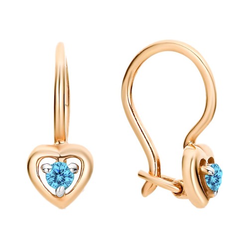 Серебряные cерьги классические с позолотой с фианитом