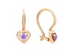 Серебряные cерьги классические с позолотой с фианитом